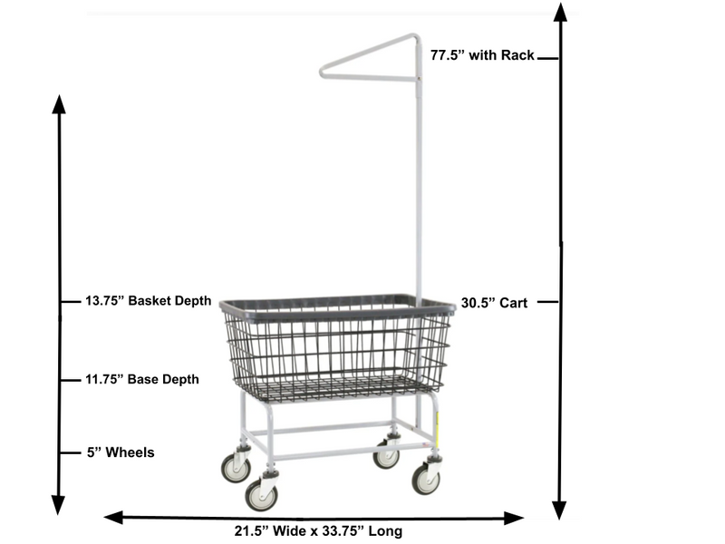 DURA-SEVEN™ LARGE CAPACITY LAUNDRY CART W/ SINGLE POLE RACK