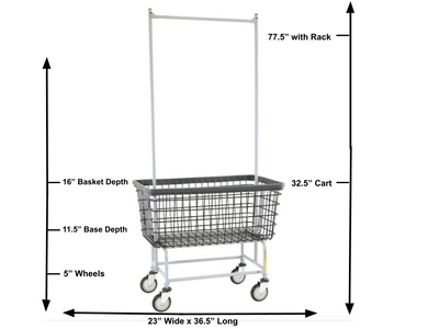 DURA-SEVEN™ MEGA CAPACITY LAUNDRY CART (BIG DOG) W/ DOUBLE POLE RACK