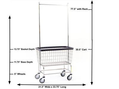 LARGE CAPACITY LAUNDRY CART W/ DOUBLE POLE RACK