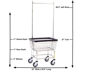 STANDARD LAUNDRY CART W/ DOUBLE POLE RACK