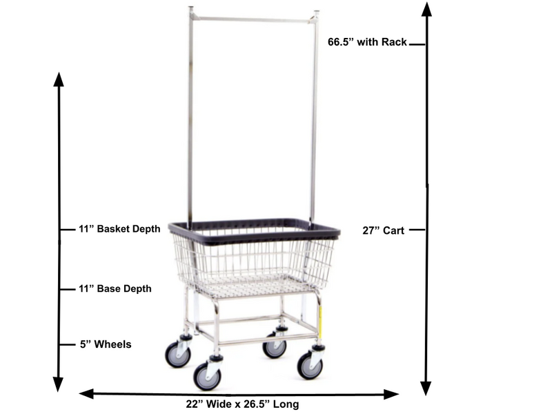 STANDARD LAUNDRY CART W/ DOUBLE POLE RACK